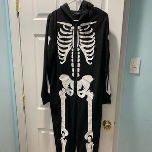 just love skeleton onesie with pockets and hood